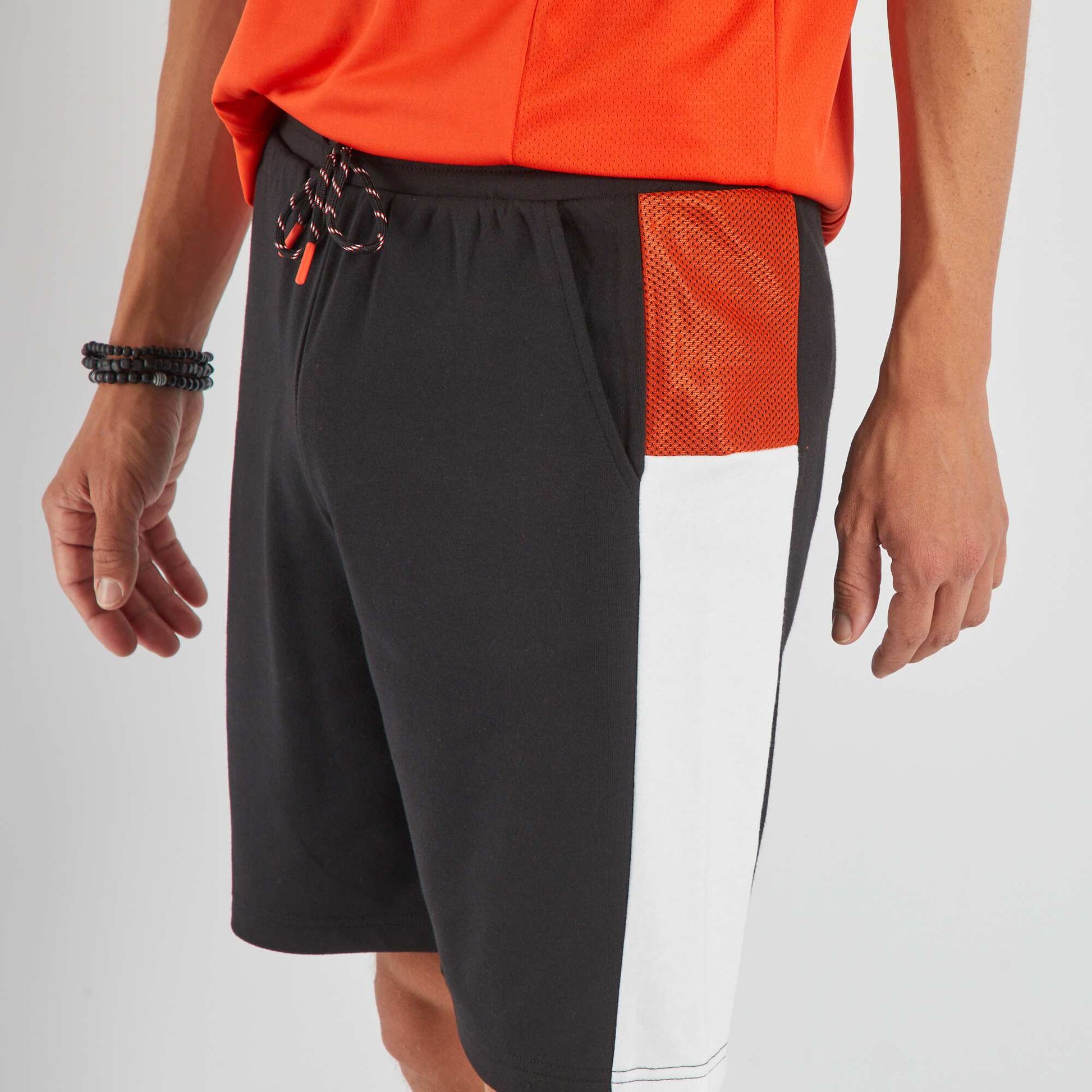 Bermuda color-block en molleton Noir