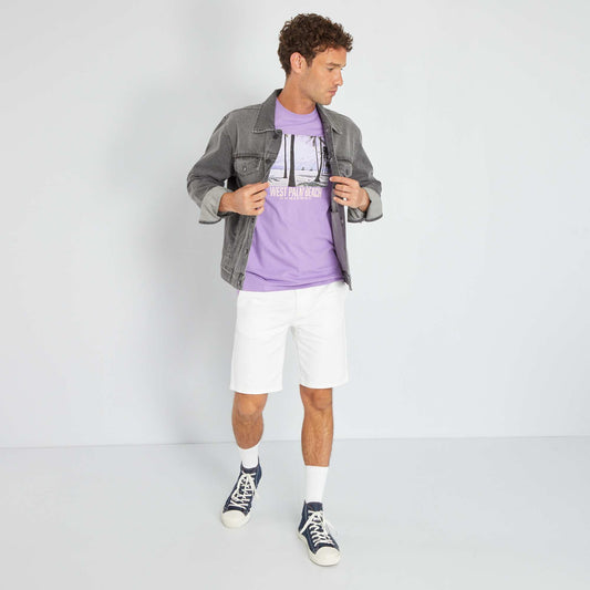 T-shirt en jersey avec print Violet 'Palm Beach'