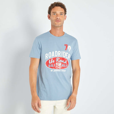 T-shirt en jersey avec print Bleu 'roadrider'