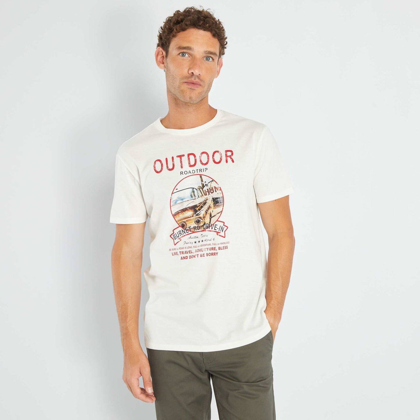 T-shirt en jersey avec print Blanc 'outdoor'