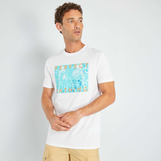 T-shirt en jersey avec print Blanc 'bathing'