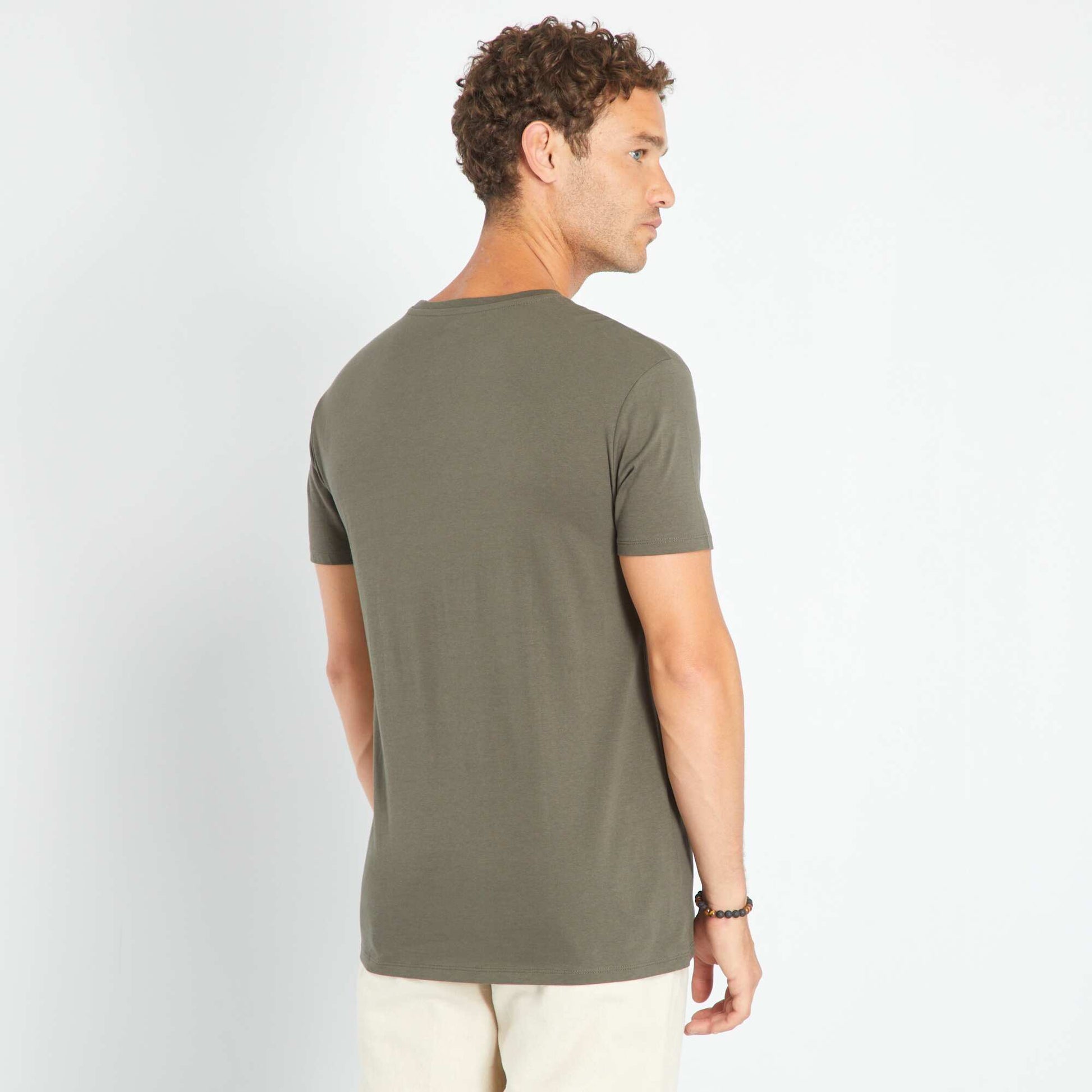 T-shirt en jersey avec print Kaki 'tropical desert'