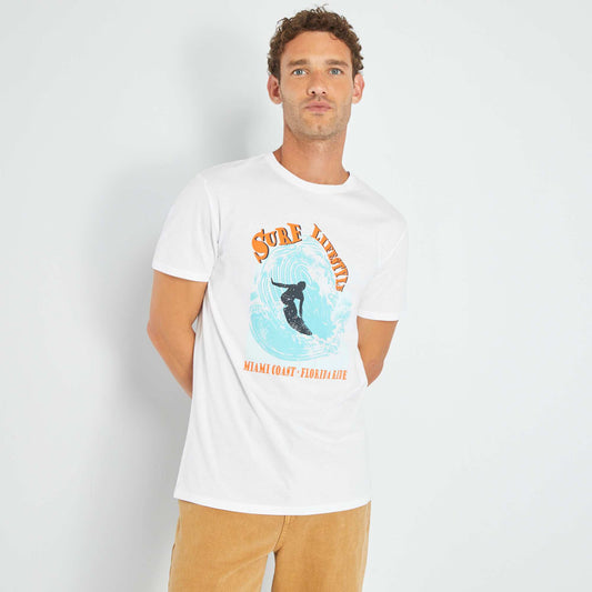 T-shirt en jersey avec print Blanc ''surf'