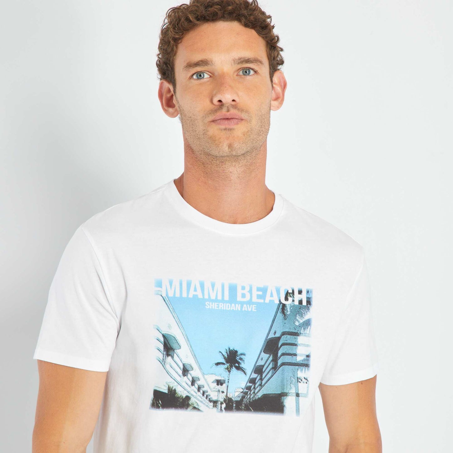 T-shirt en jersey avec print Blanc 'Miami'