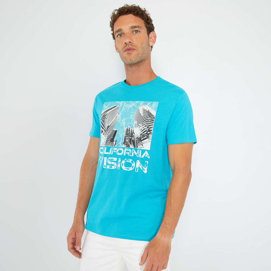 T-shirt en jersey avec print Bleu turquoise