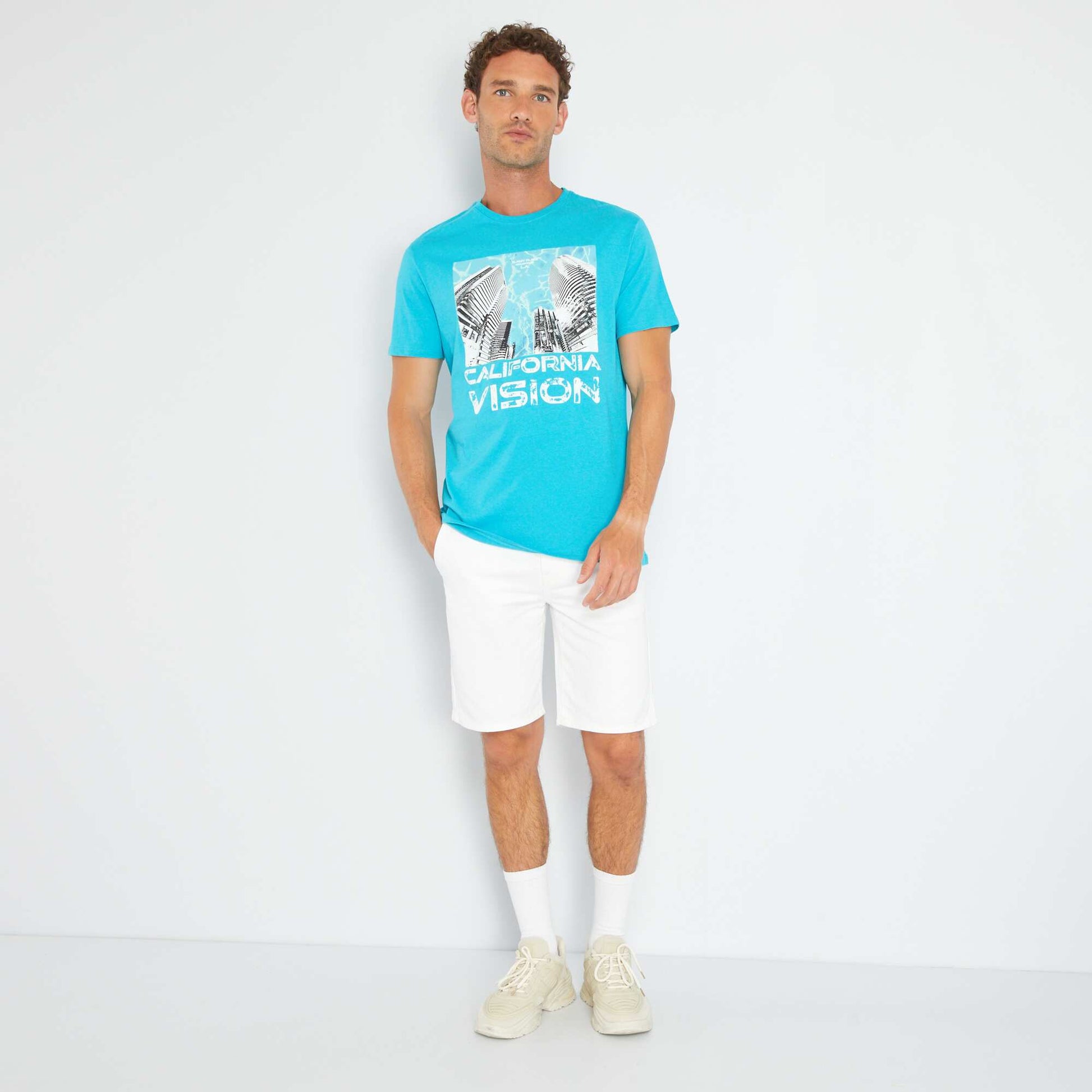 T-shirt en jersey avec print Bleu turquoise