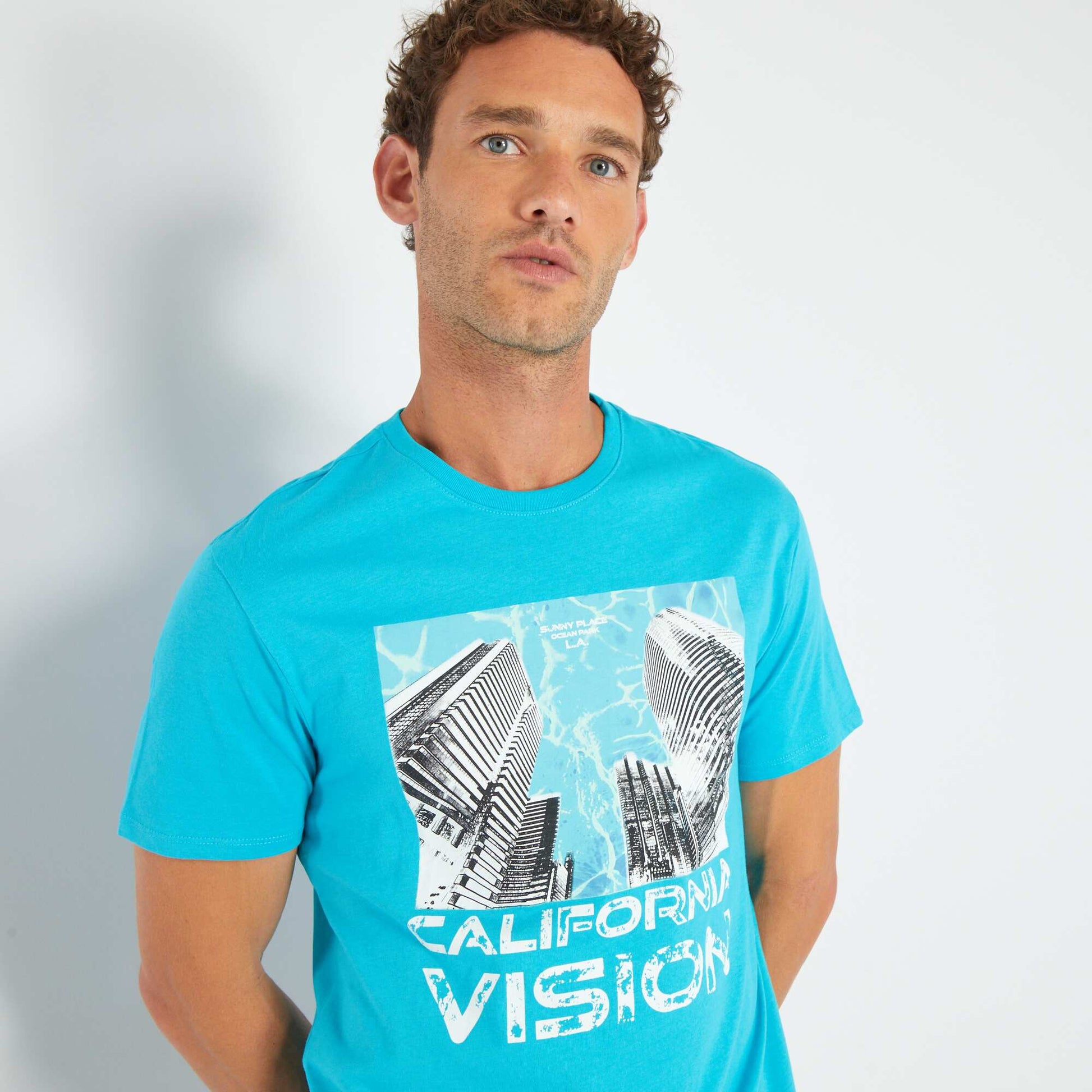 T-shirt en jersey avec print Bleu turquoise