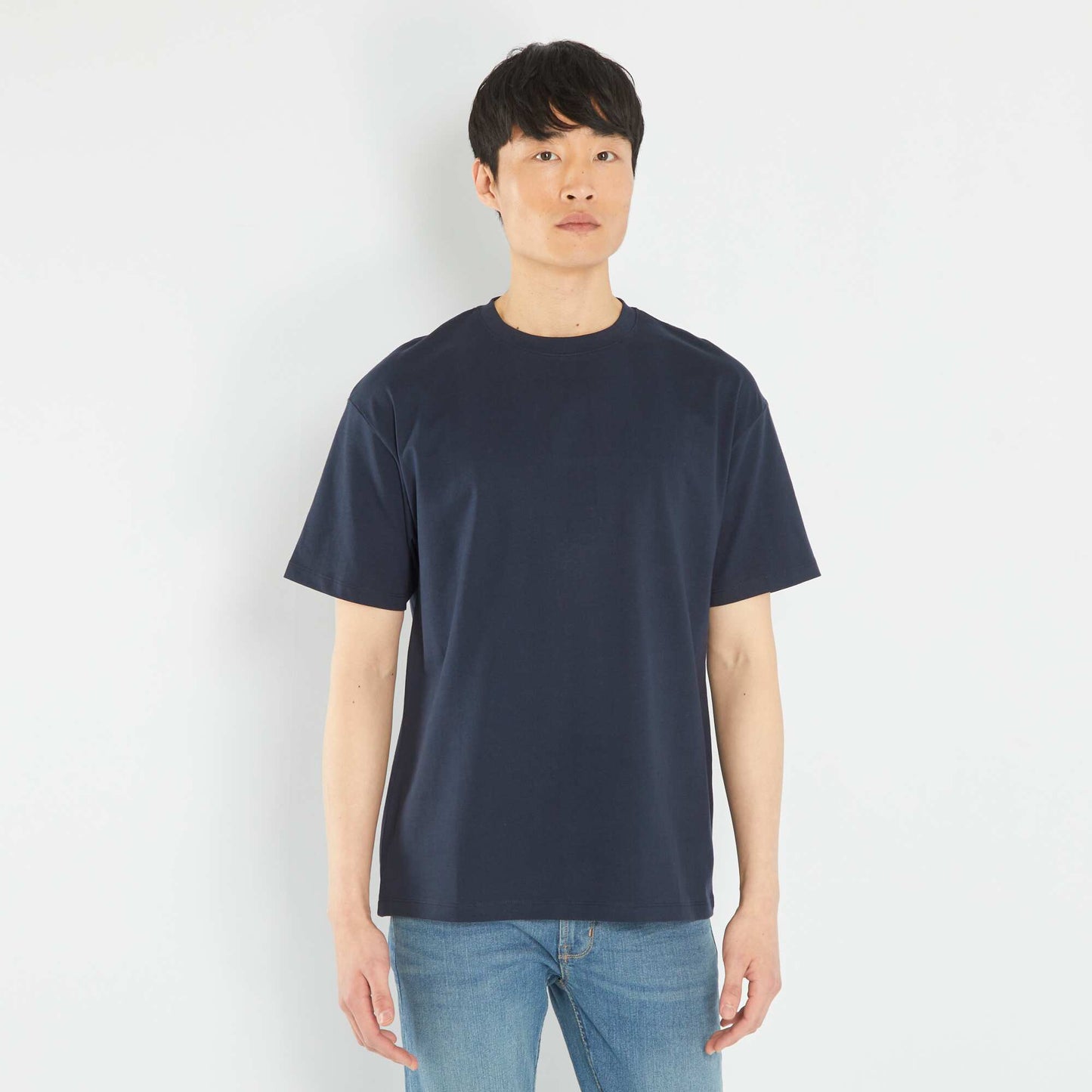 T-shirt en jersey uni bleu marine