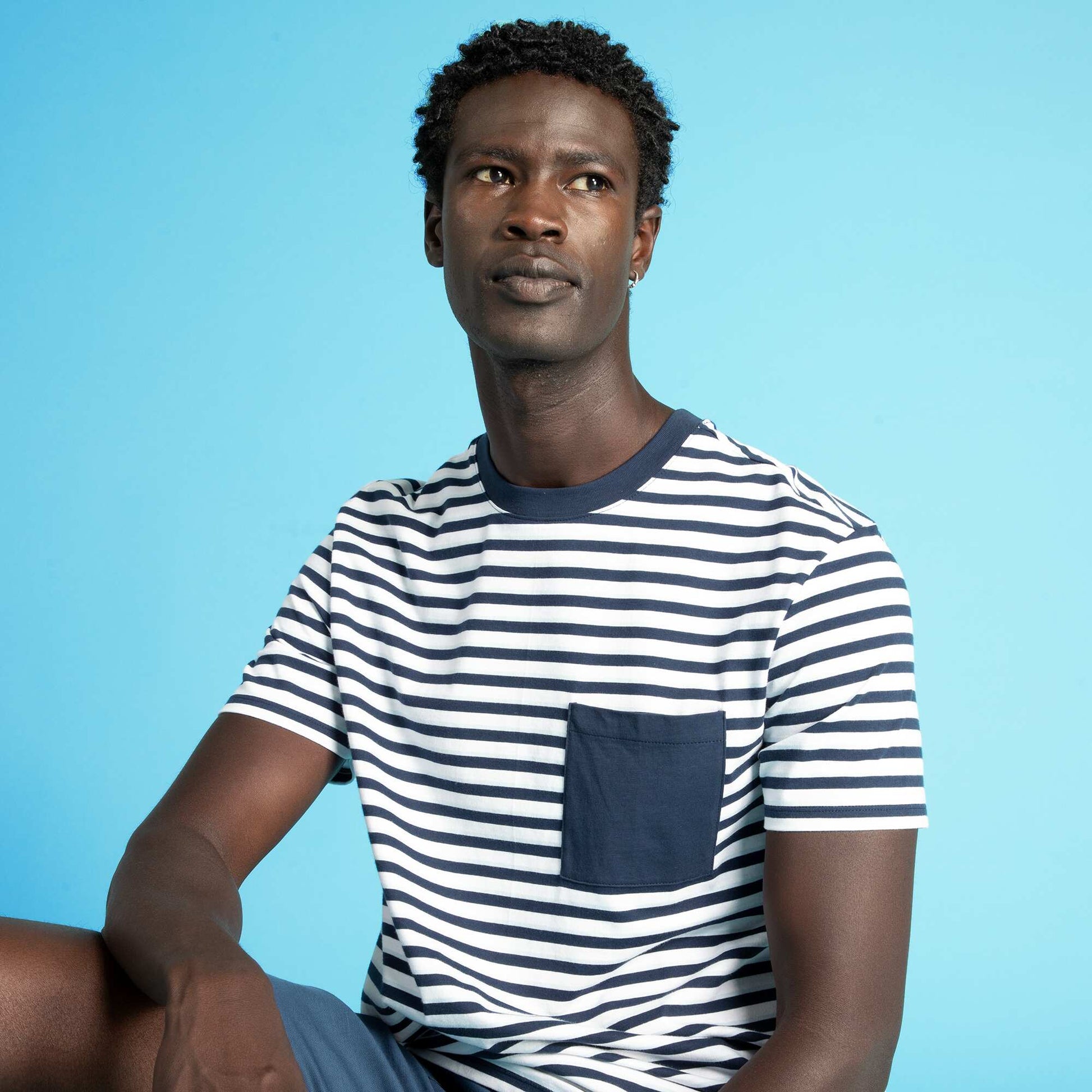 T-shirt rayures en jersey bleu noir