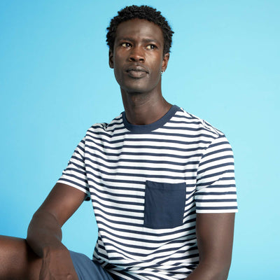 T-shirt rayures en jersey bleu noir
