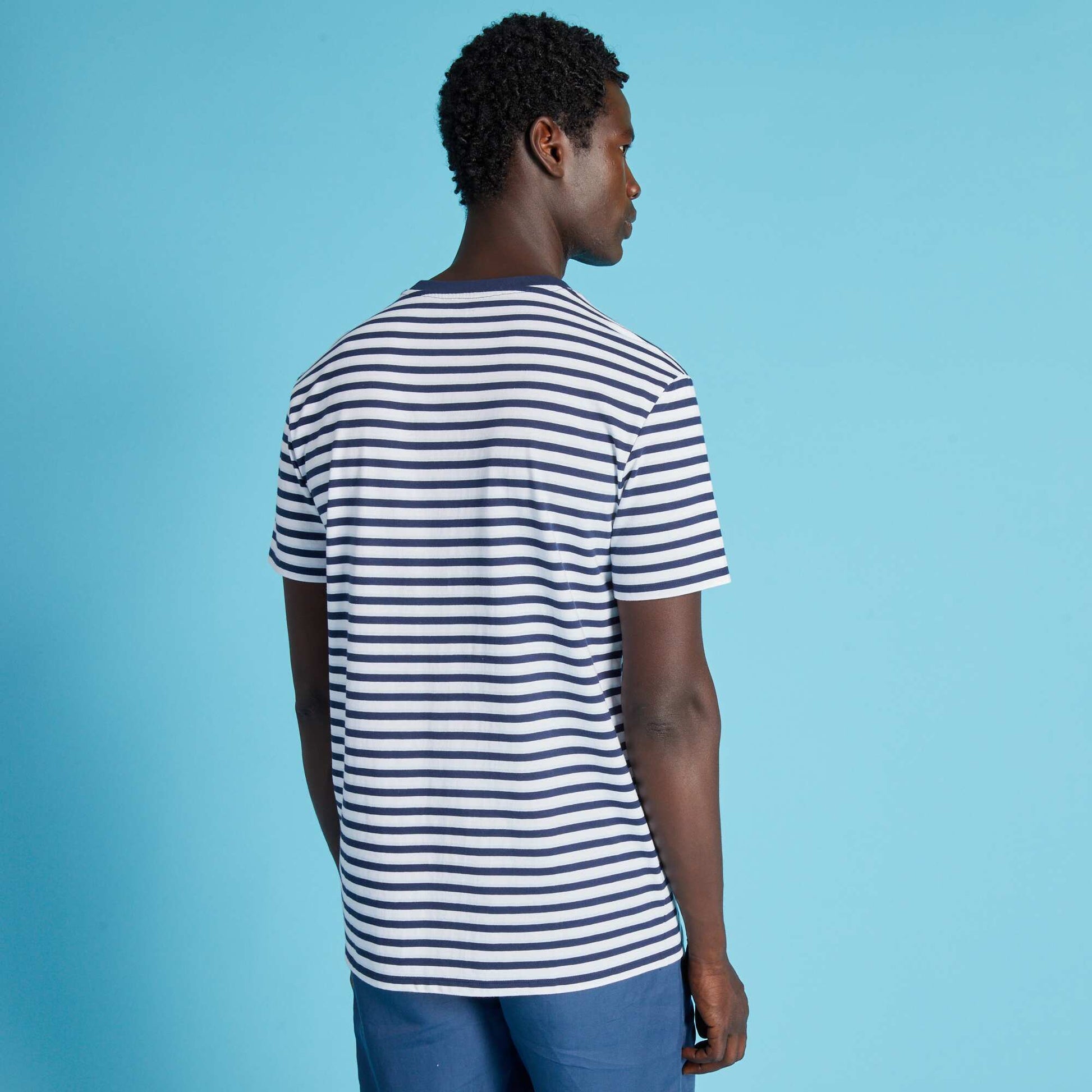 T-shirt rayures en jersey bleu noir