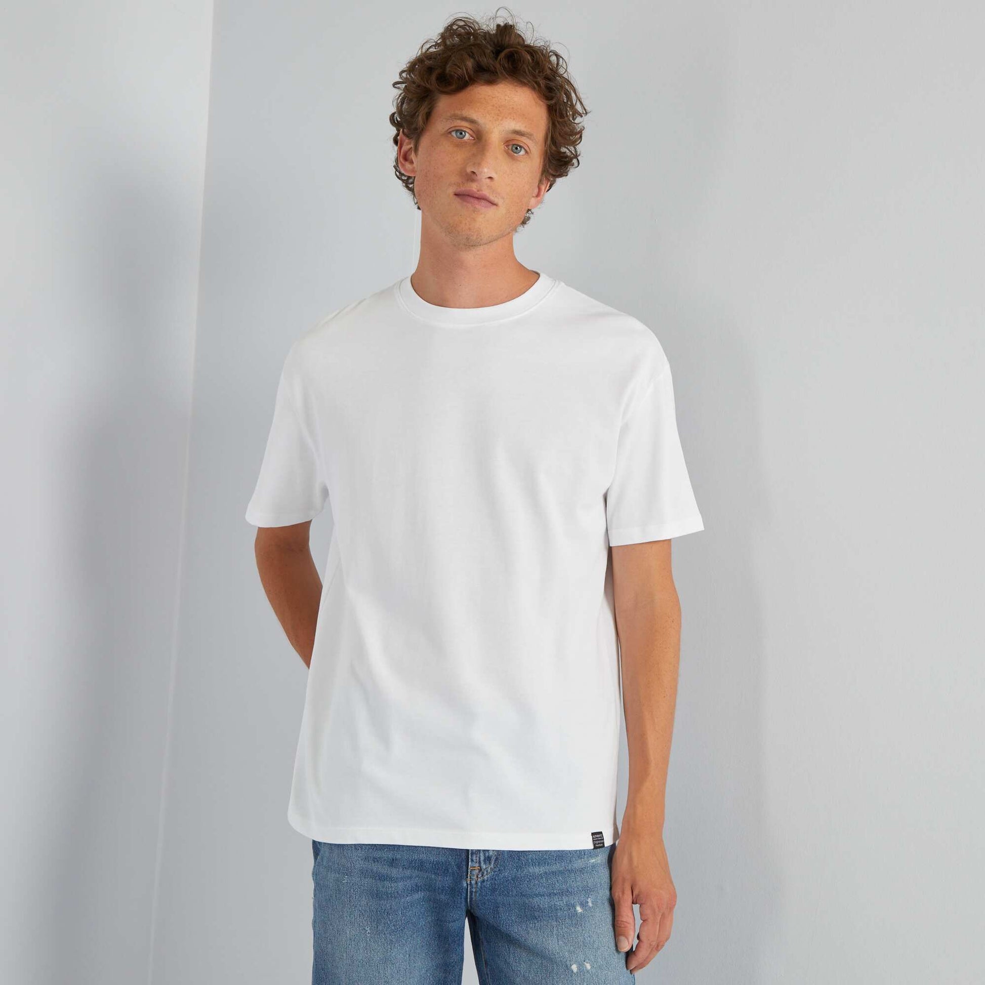 T-shirt large en jersey uni Blanc