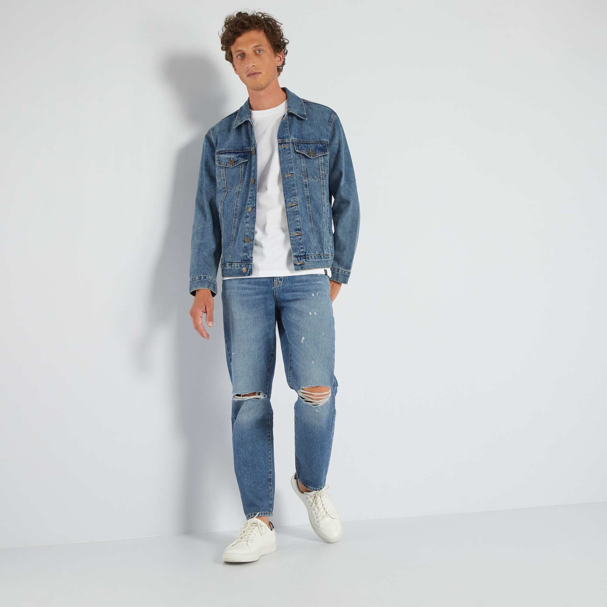 T-shirt large en jersey uni Blanc
