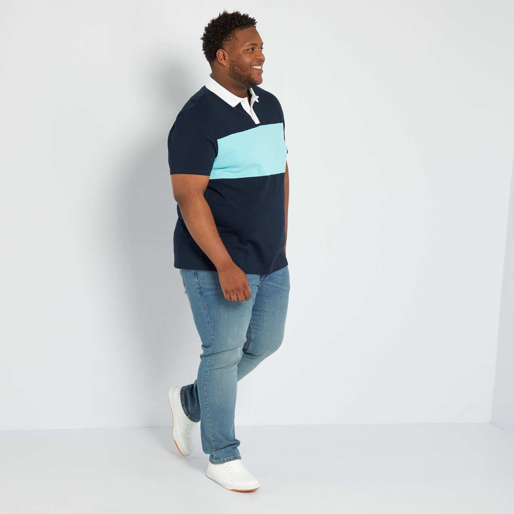 Polo en piqu de coton stretch Bleu