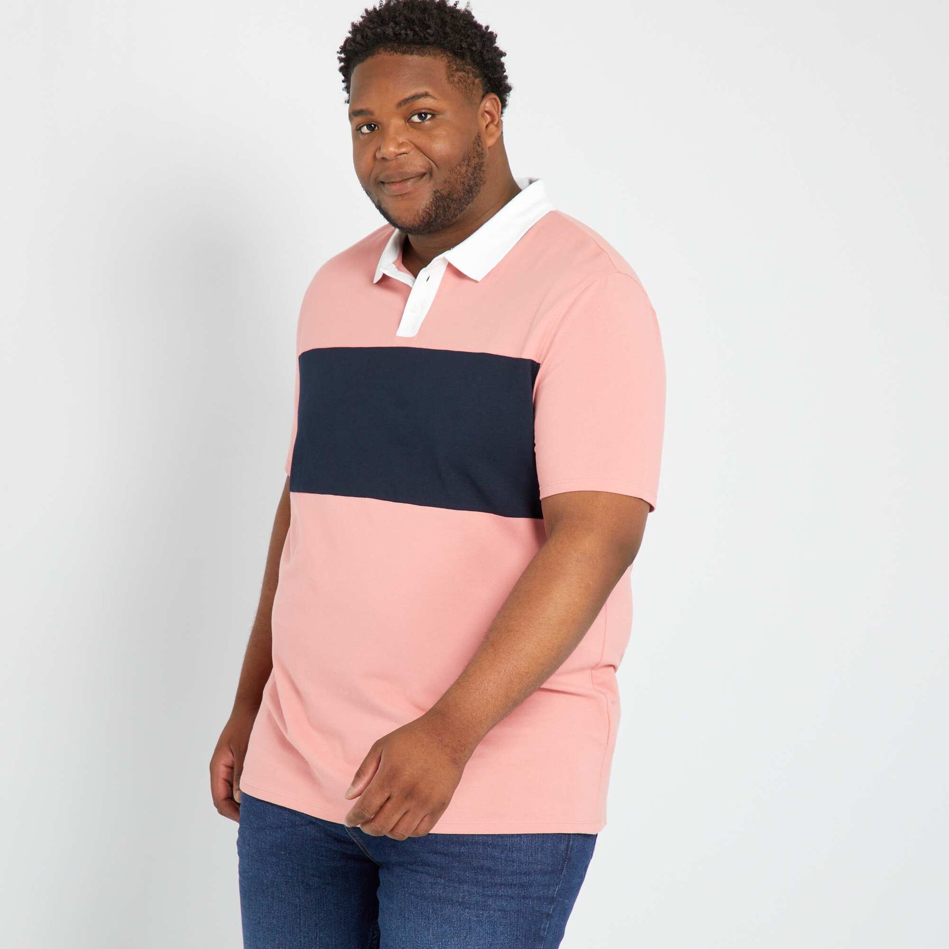 Polo en piqu de coton stretch rose