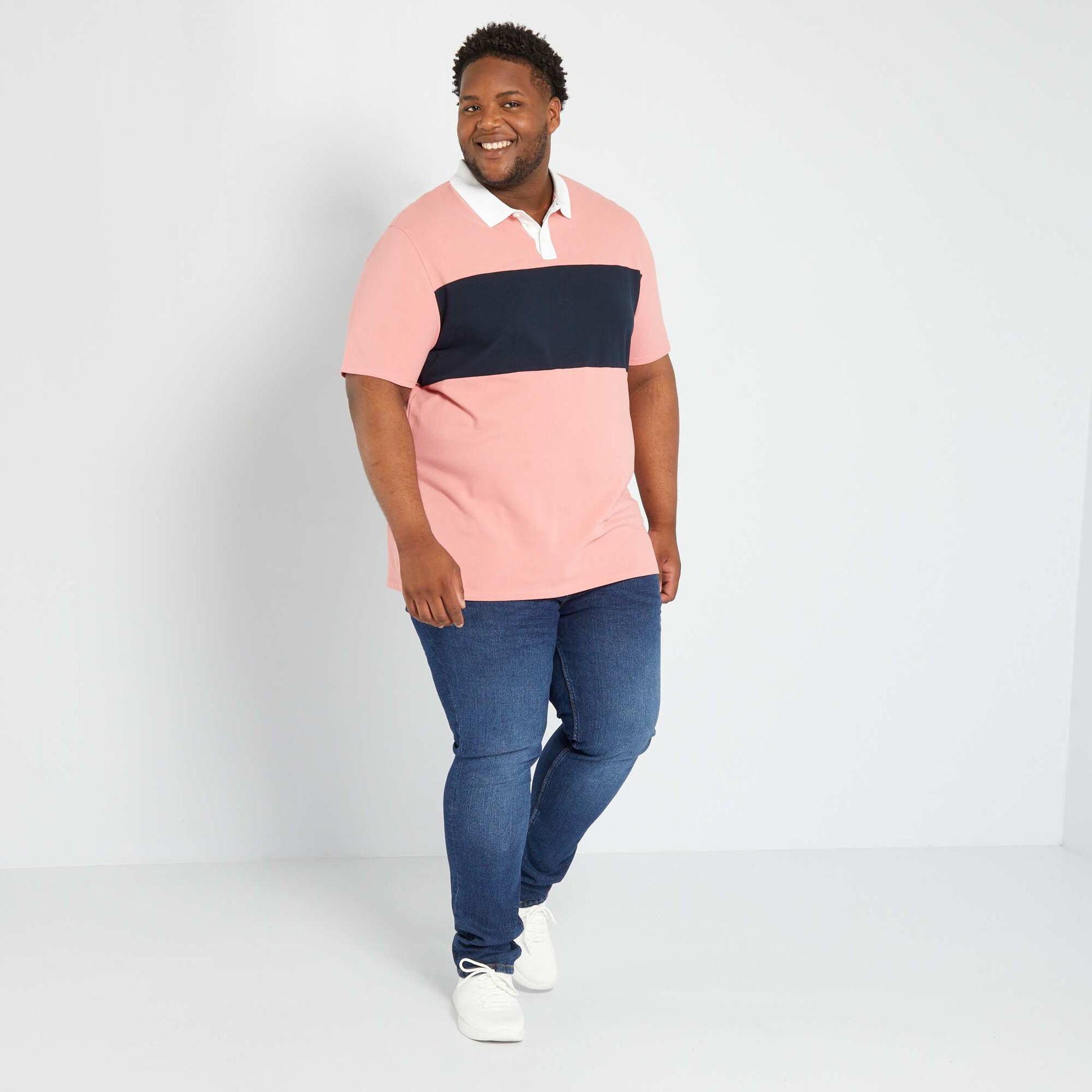 Polo en piqu de coton stretch rose