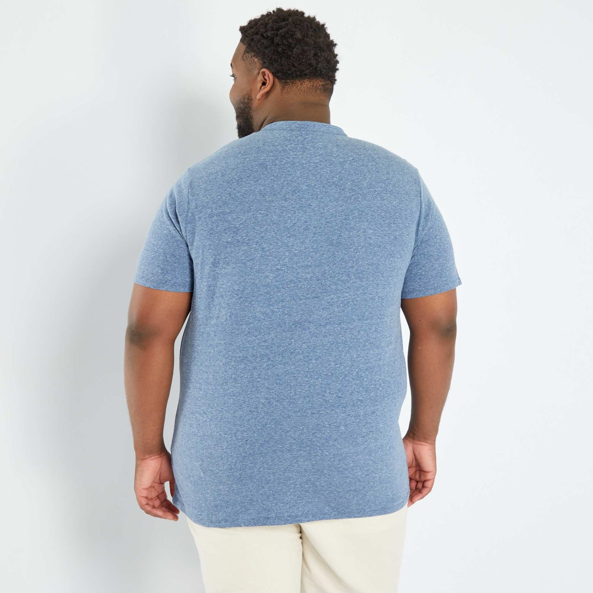 T-shirt col tunisien BLEU