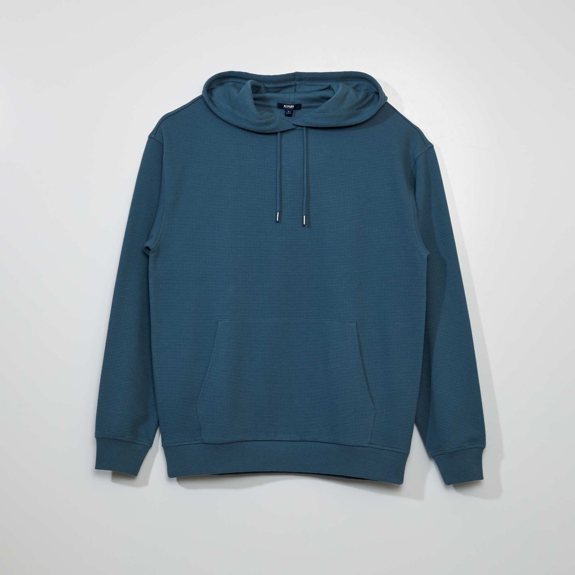 Sweat capuche en maille gaufr e Bleu vert