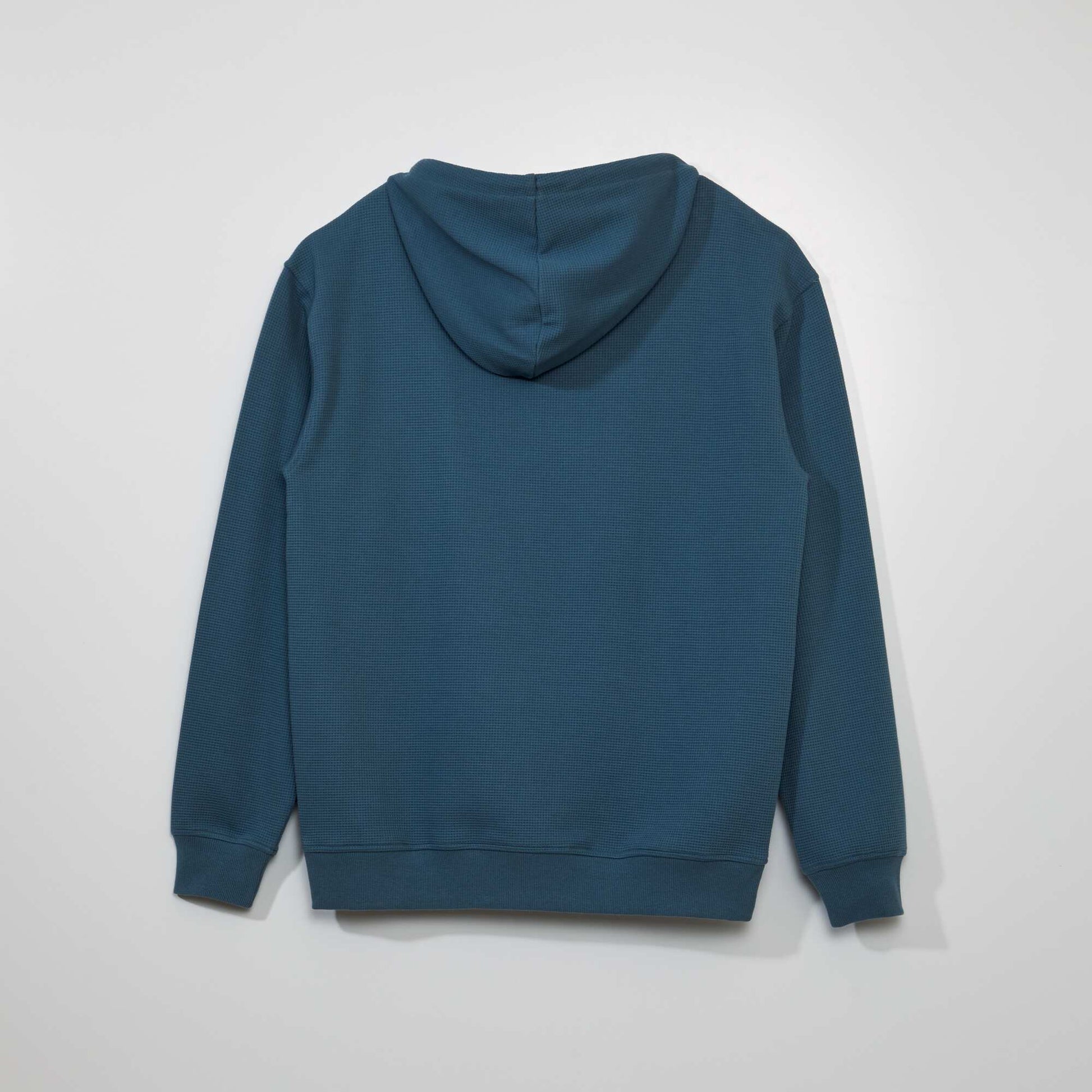 Sweat capuche en maille gaufr e Bleu vert