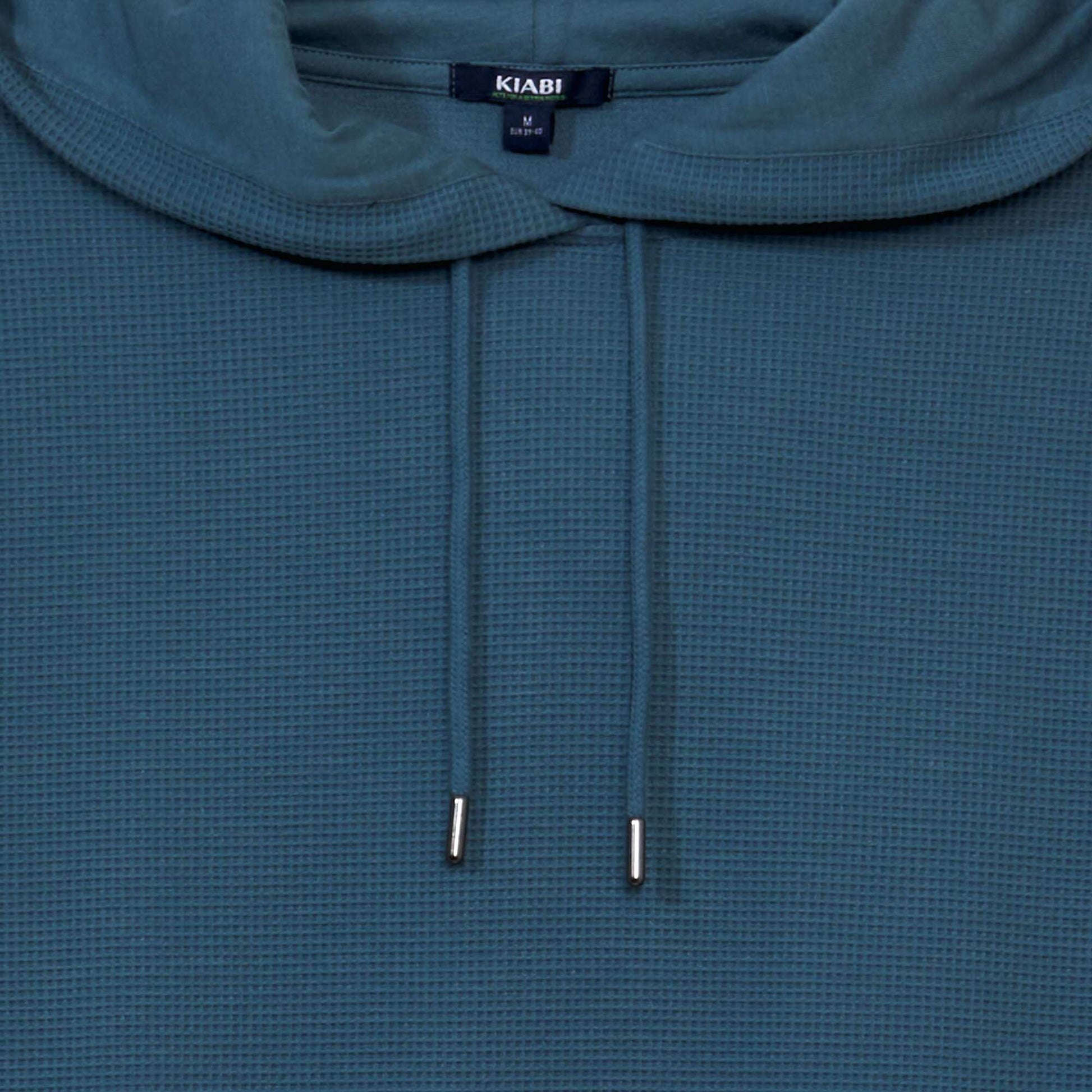 Sweat capuche en maille gaufr e Bleu vert