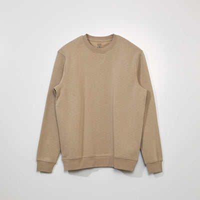 Sweat en molleton col rond Beige