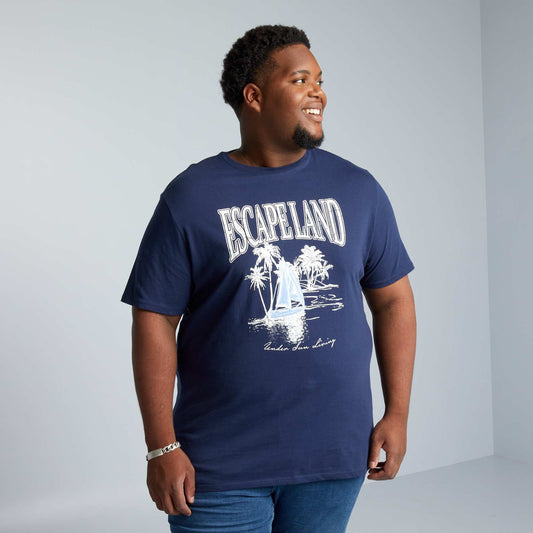 T-shirt en jersey avec print Bleu marine