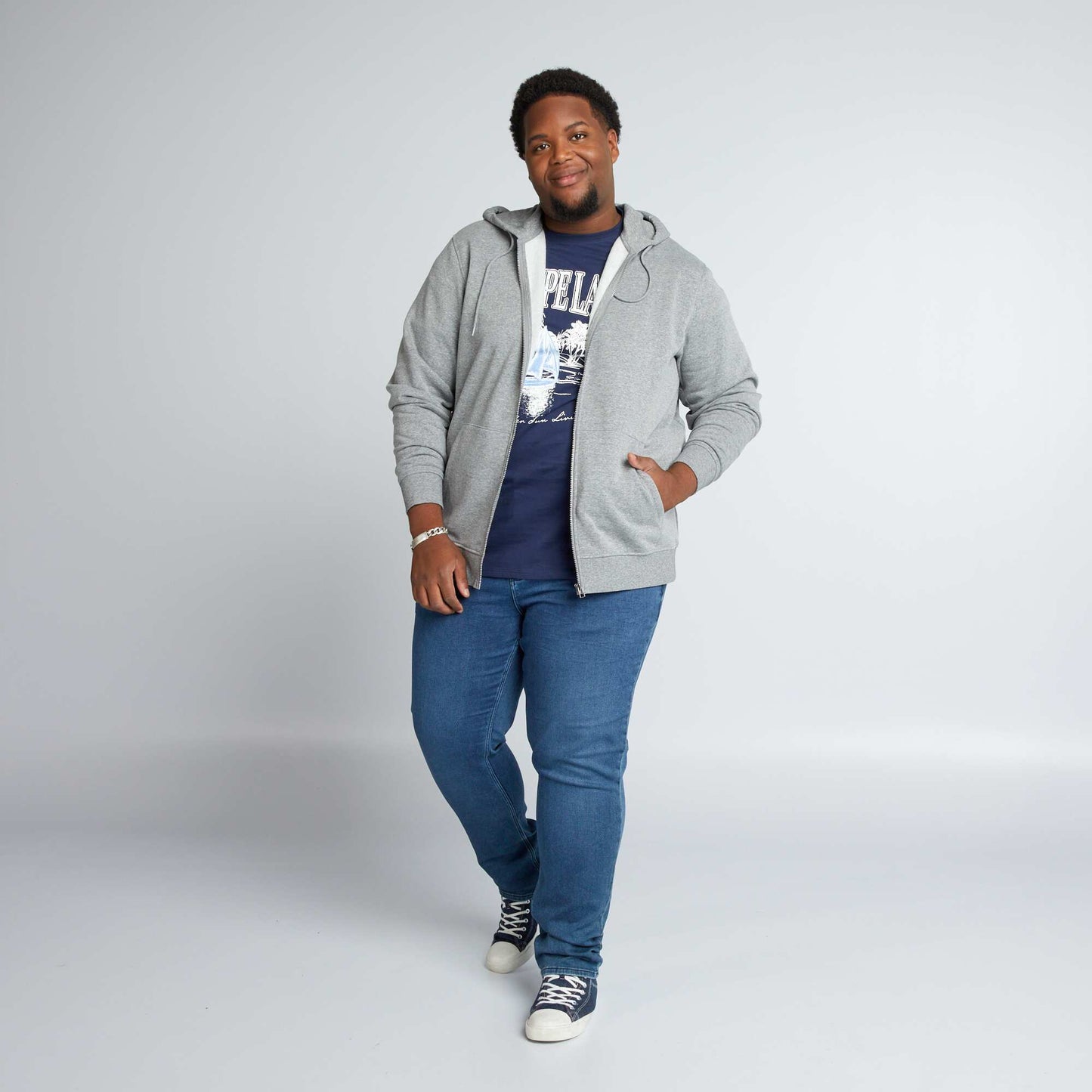 T-shirt en jersey avec print Bleu marine