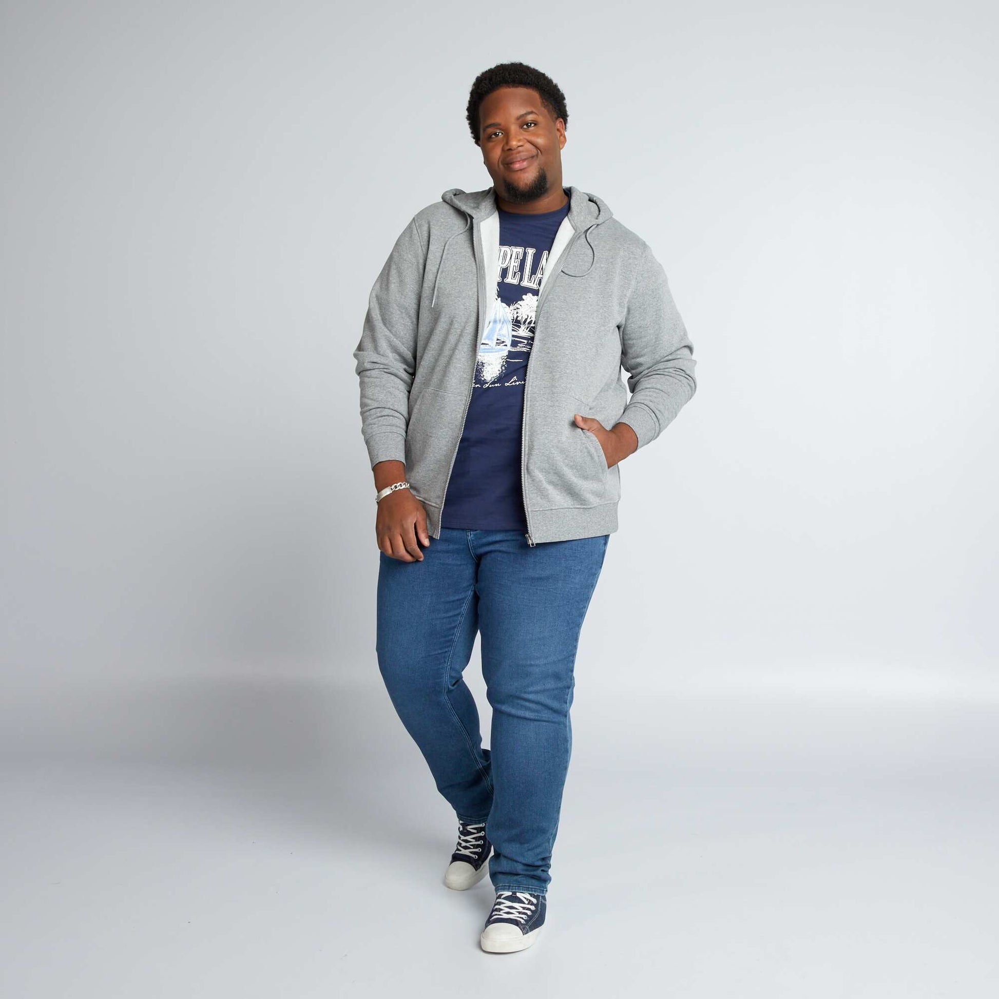 T-shirt en jersey avec print Bleu marine