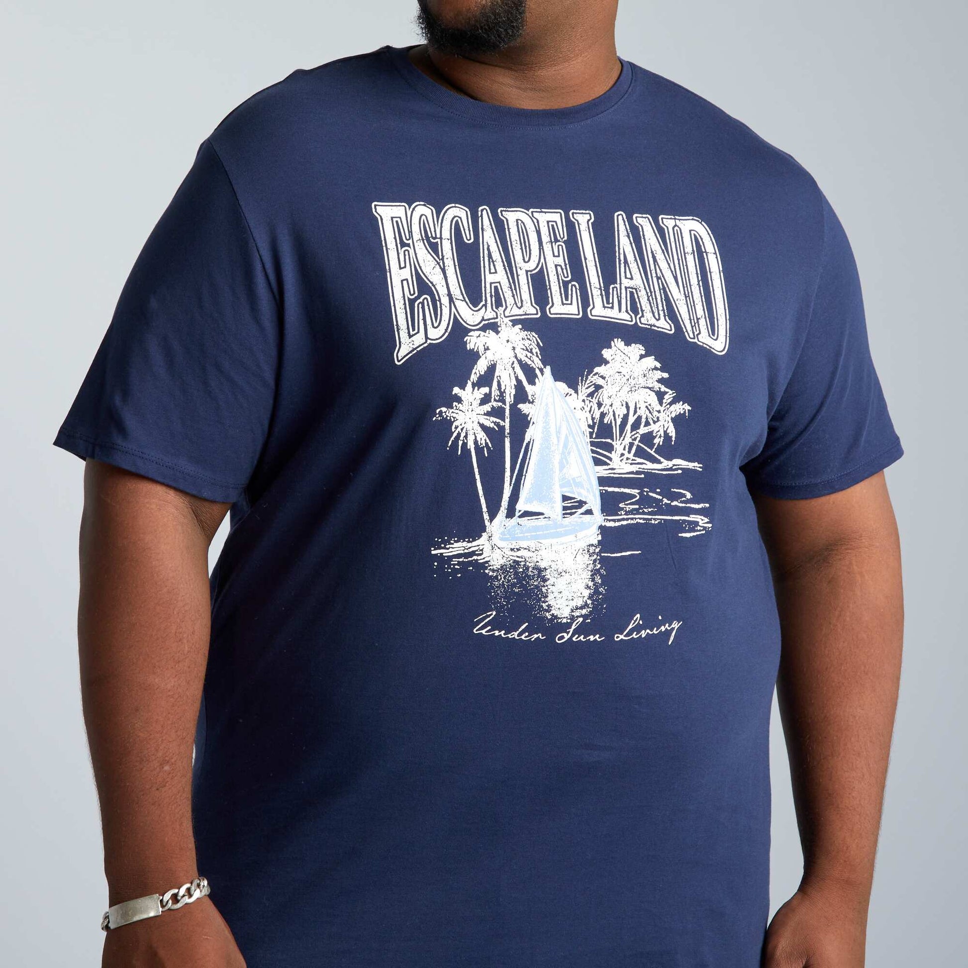 T-shirt en jersey avec print Bleu marine