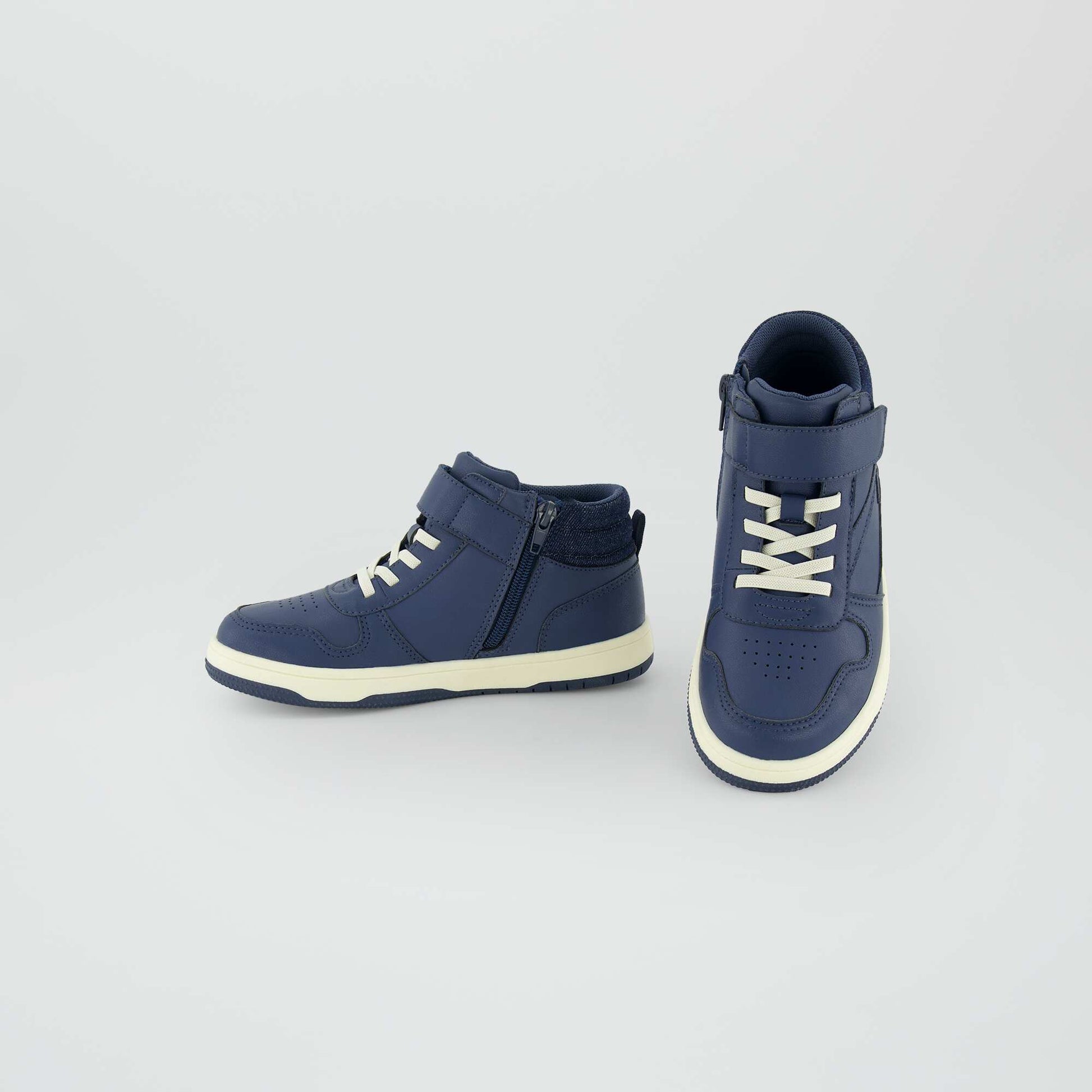Baskets montantes tricolore bleu fonc