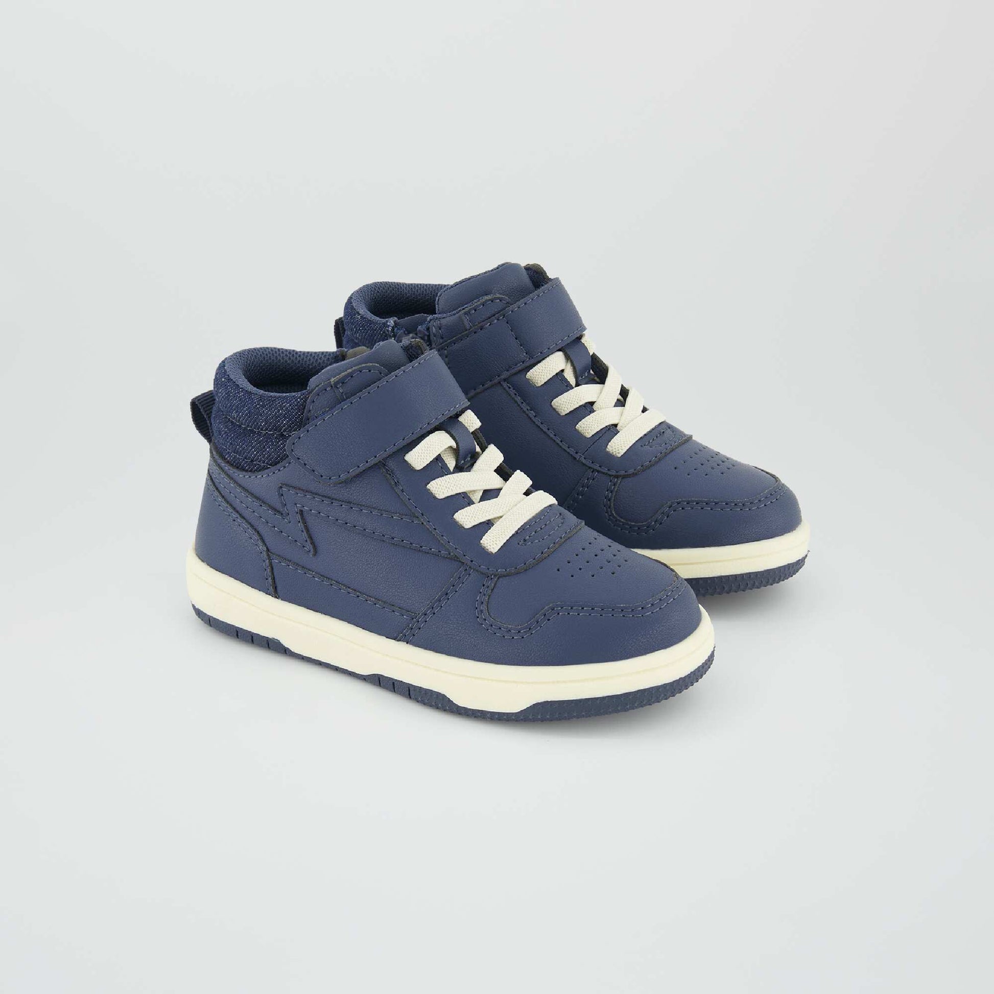 Baskets montantes tricolore bleu fonc
