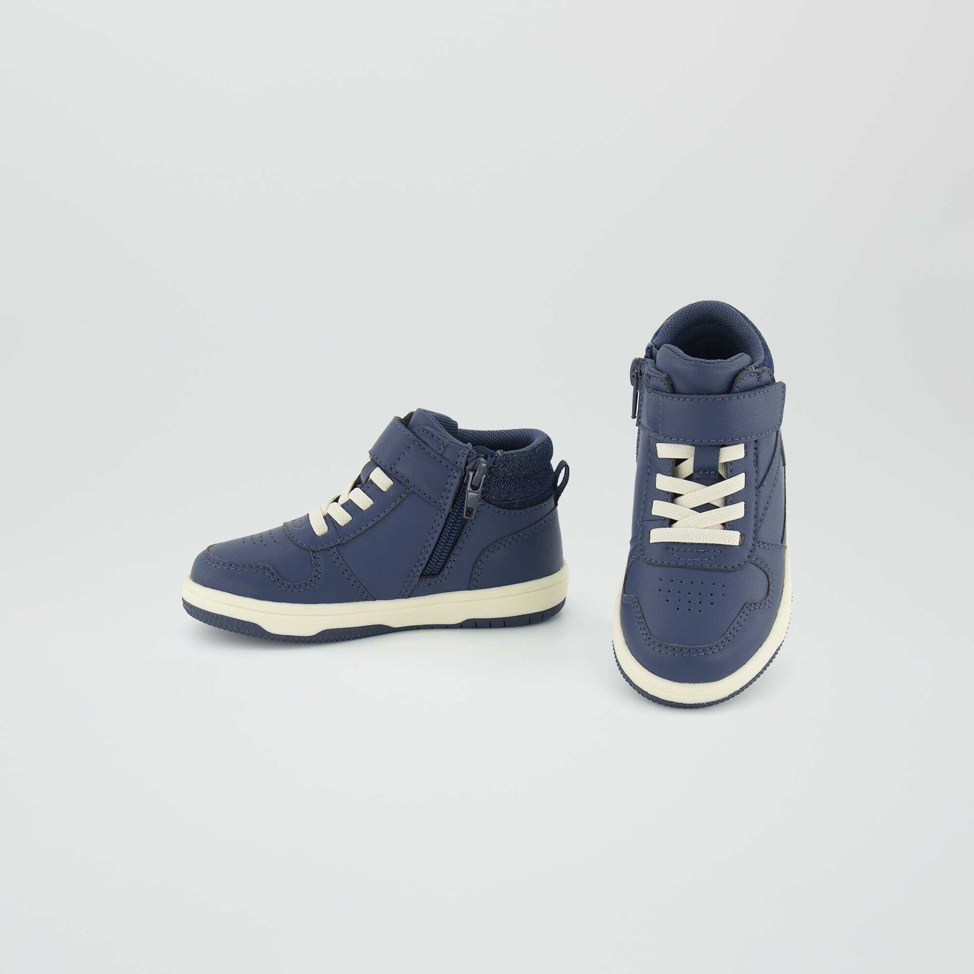 Baskets montantes tricolore bleu fonc