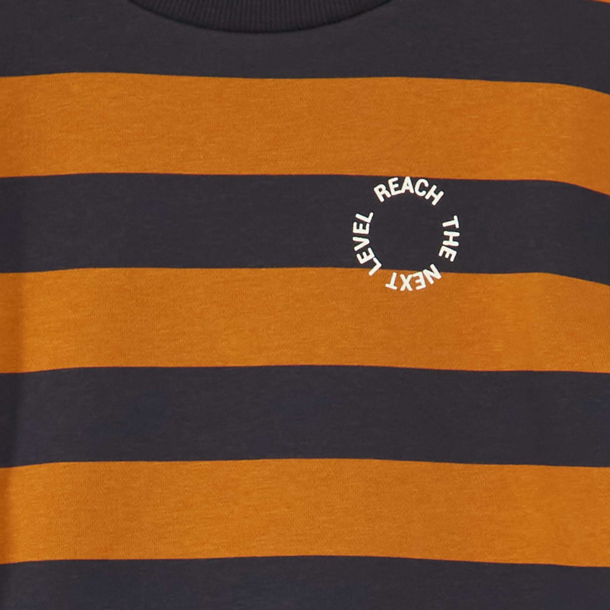 Sweat en molleton larges rayures Camel/noir
