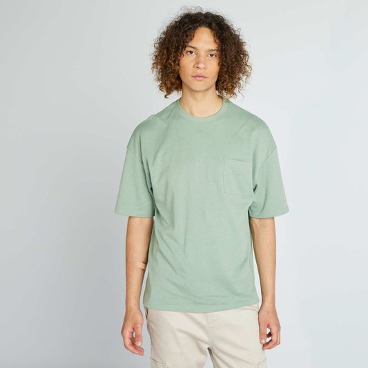 T-shirt col rond avec poche poitrine Vert eau