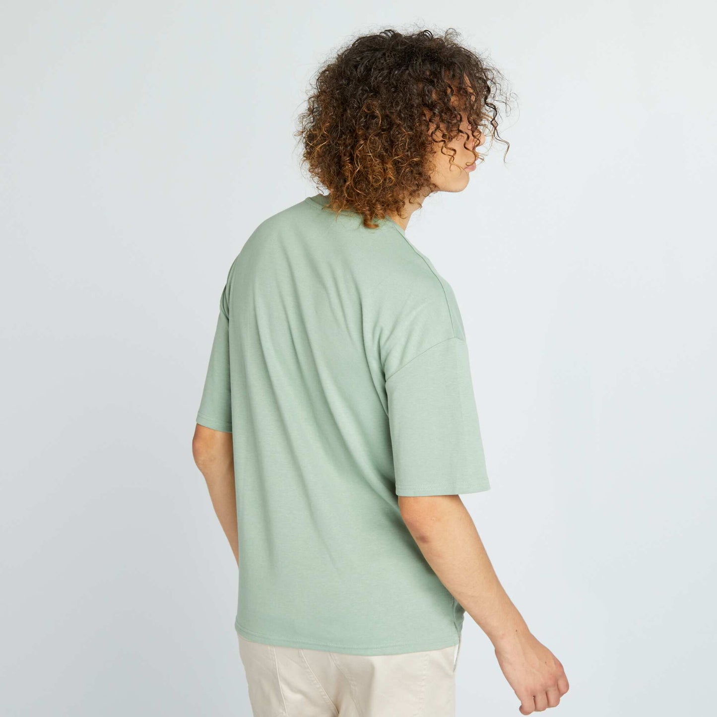 T-shirt col rond avec poche poitrine Vert eau