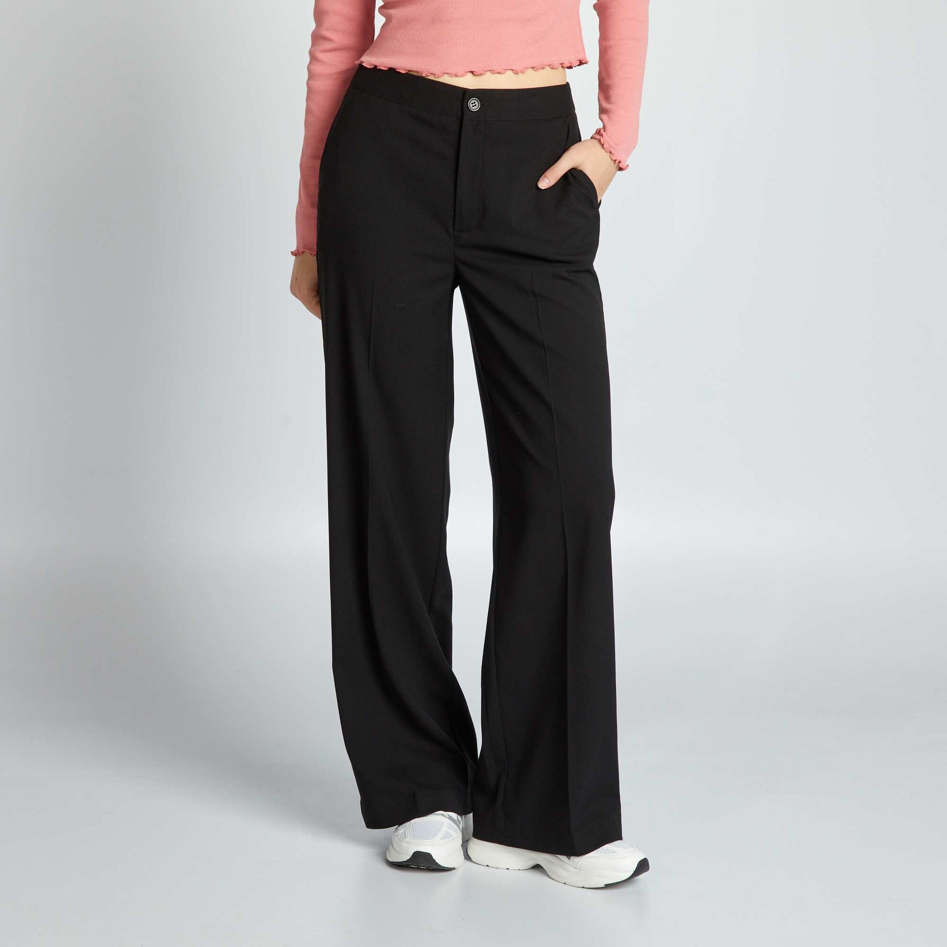 Pantalon Large Texturé Noir Taille Basse | Ensembles | PLT FR Pantalon Large Texturé Noir Taille Basse | Ensembles | PLT FR