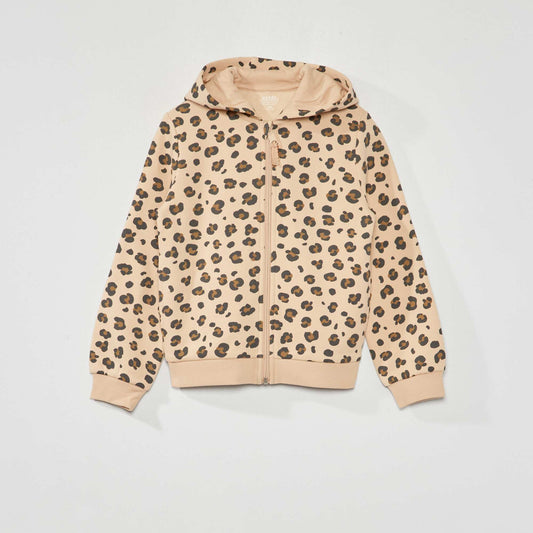 Sweat zipp capuche Beige