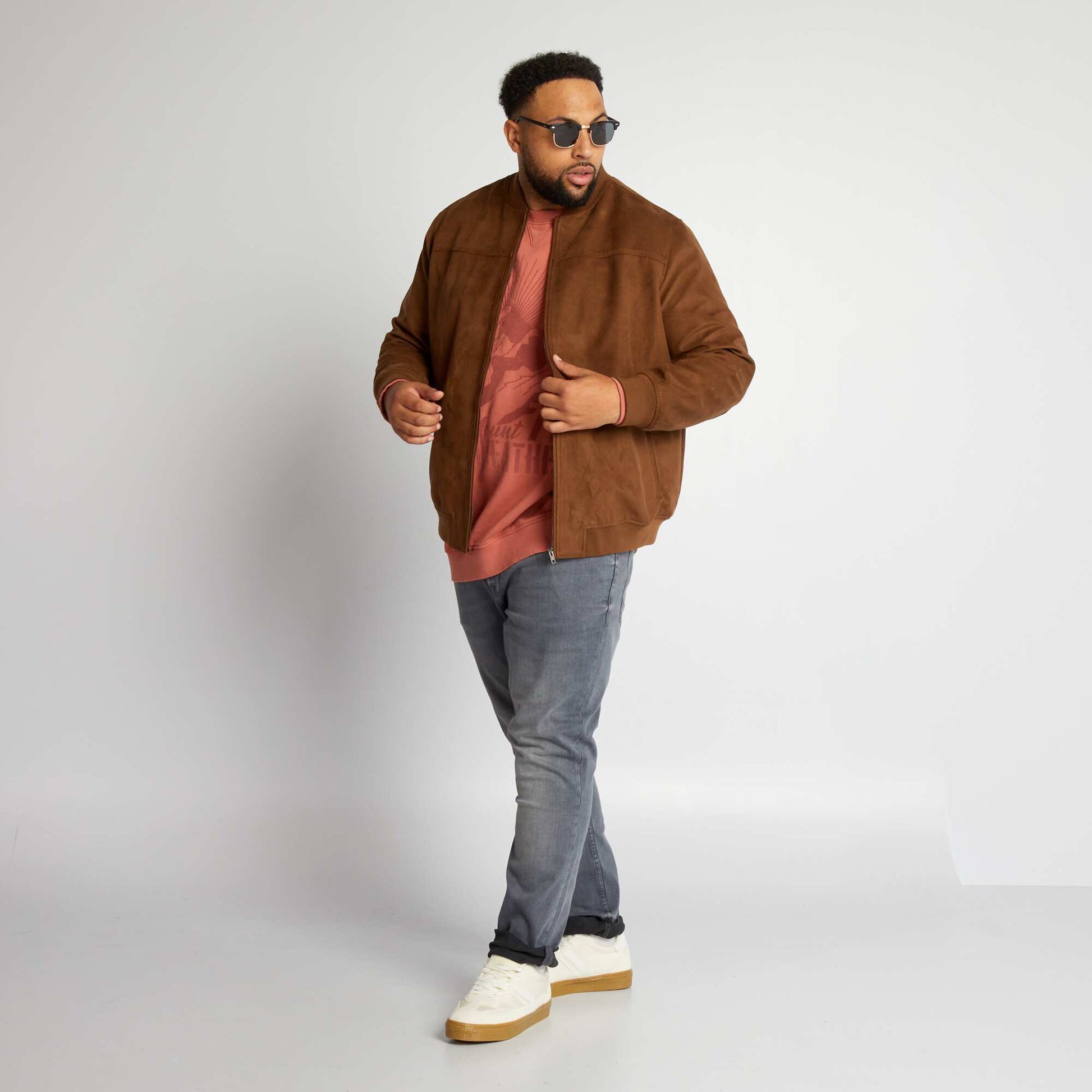 Veste en su dine Marron