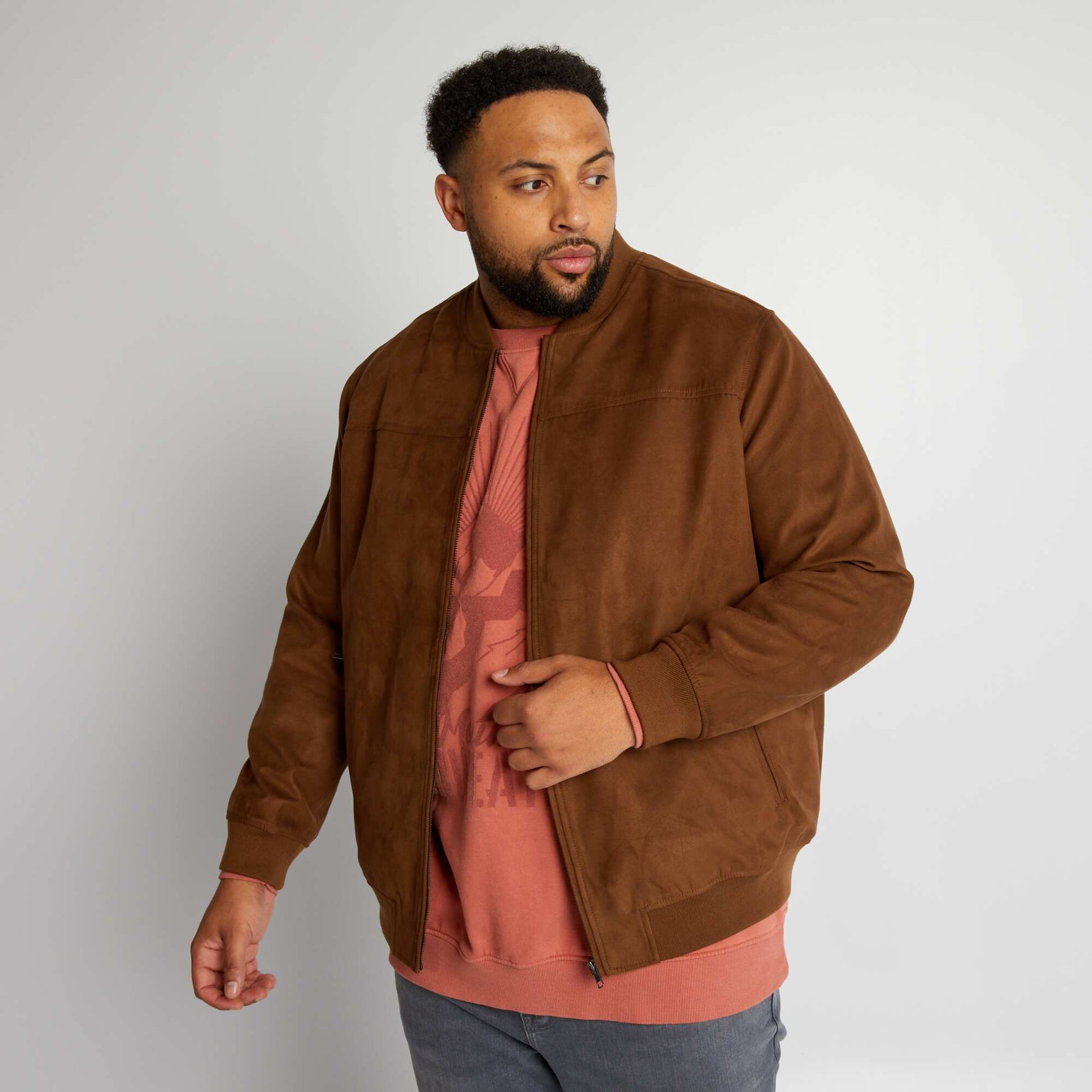 Veste en su dine Marron