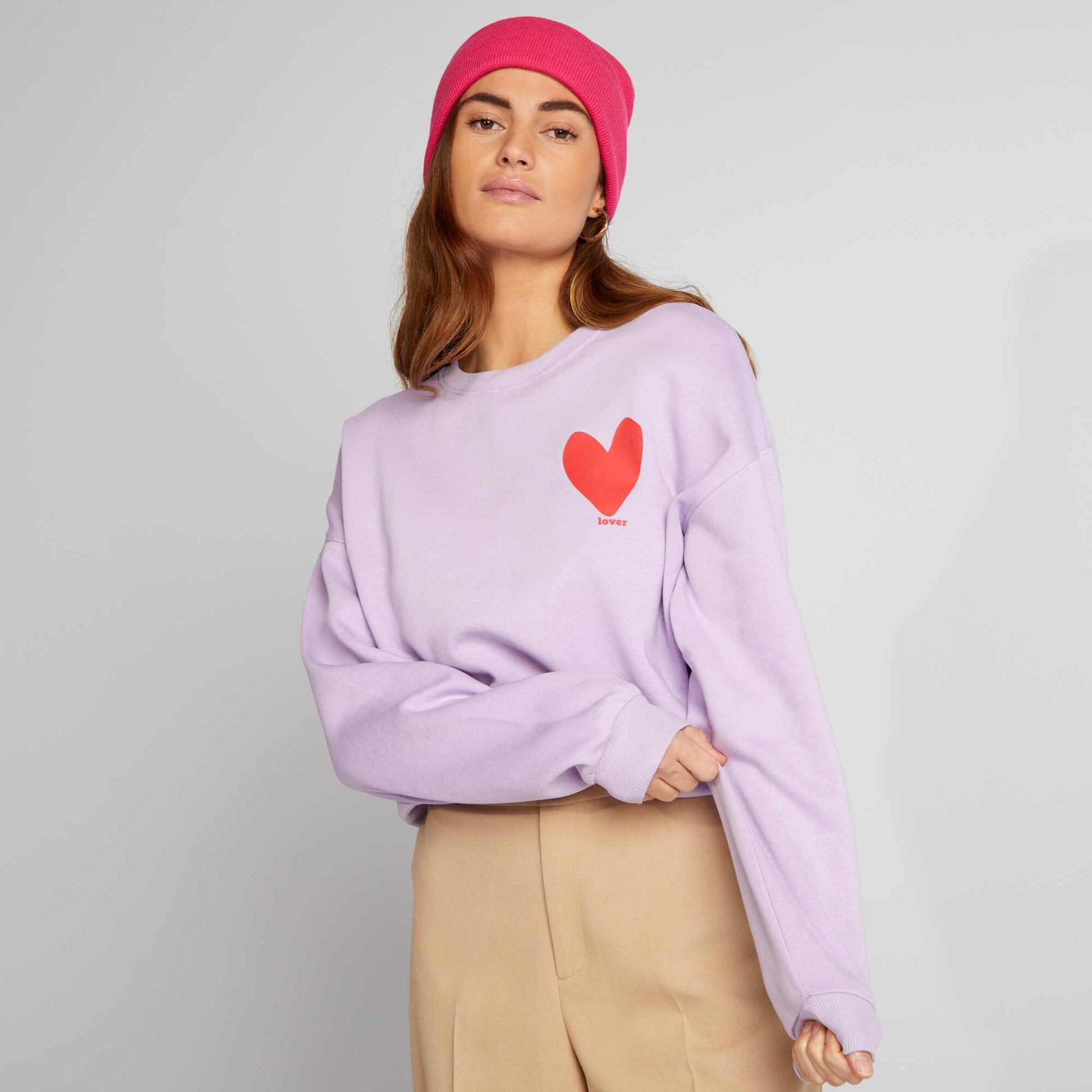 Sweat en molleton avec imprim Lilas