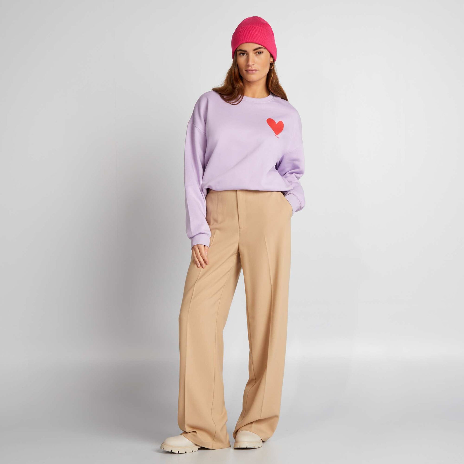 Sweat en molleton avec imprim Lilas