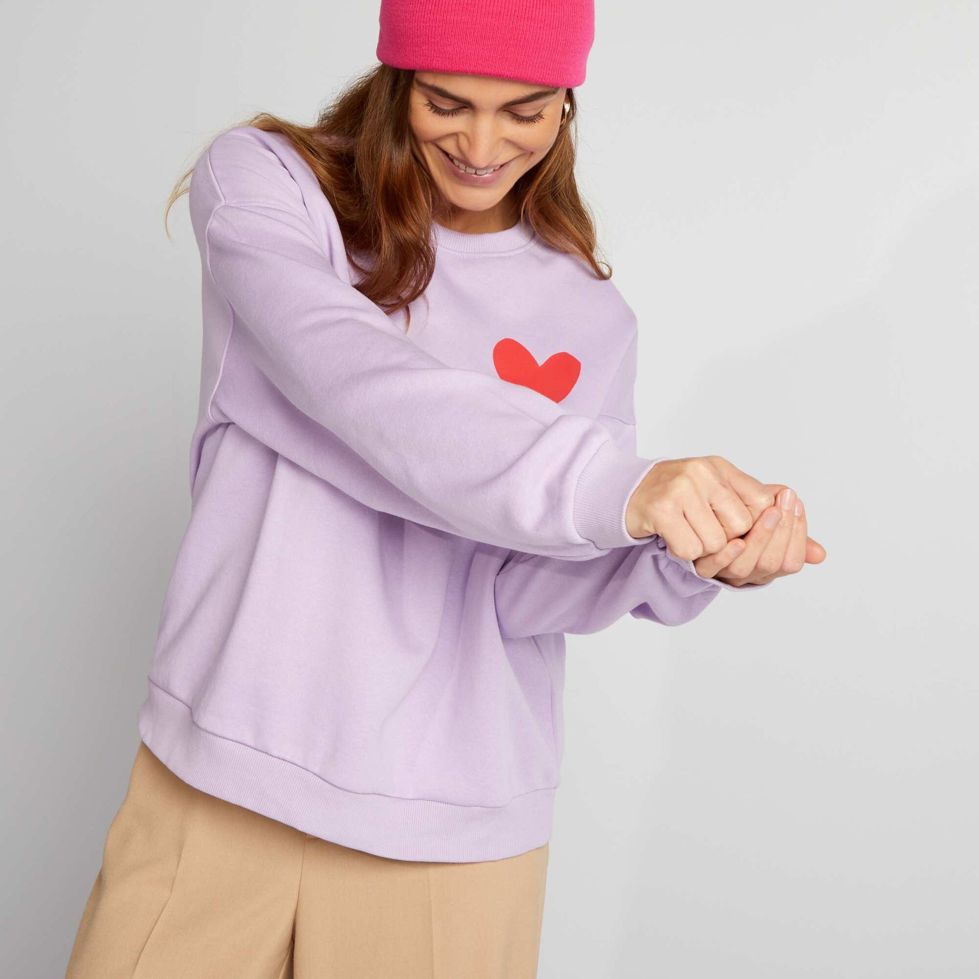 Sweat en molleton avec imprim Lilas