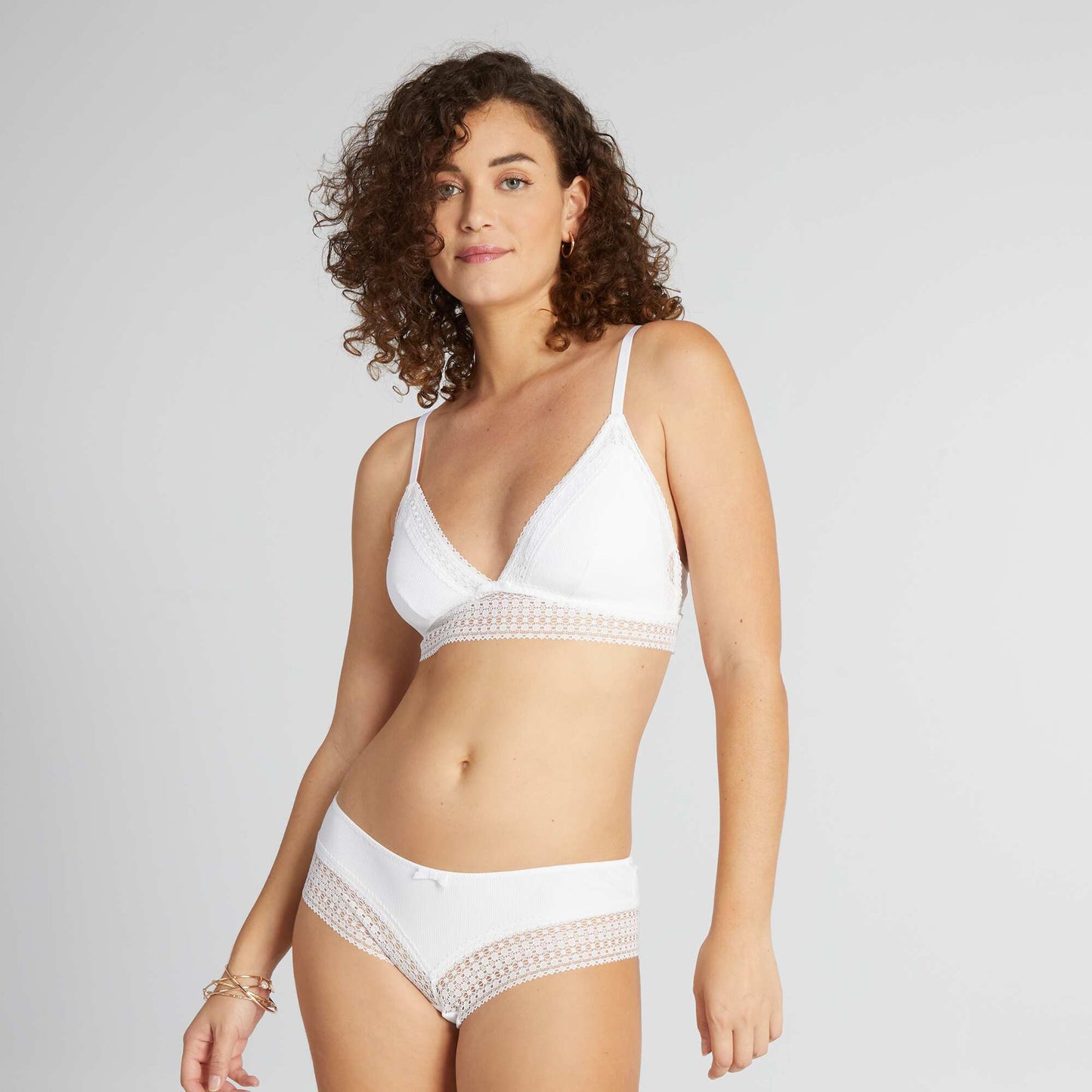 Soutien-gorge triangle avec galon dentelle blanc