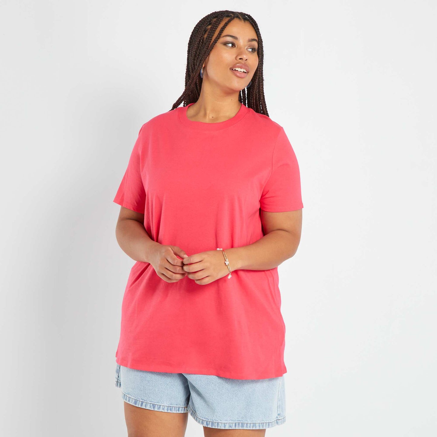 T-shirt en jersey manches courtes Rose