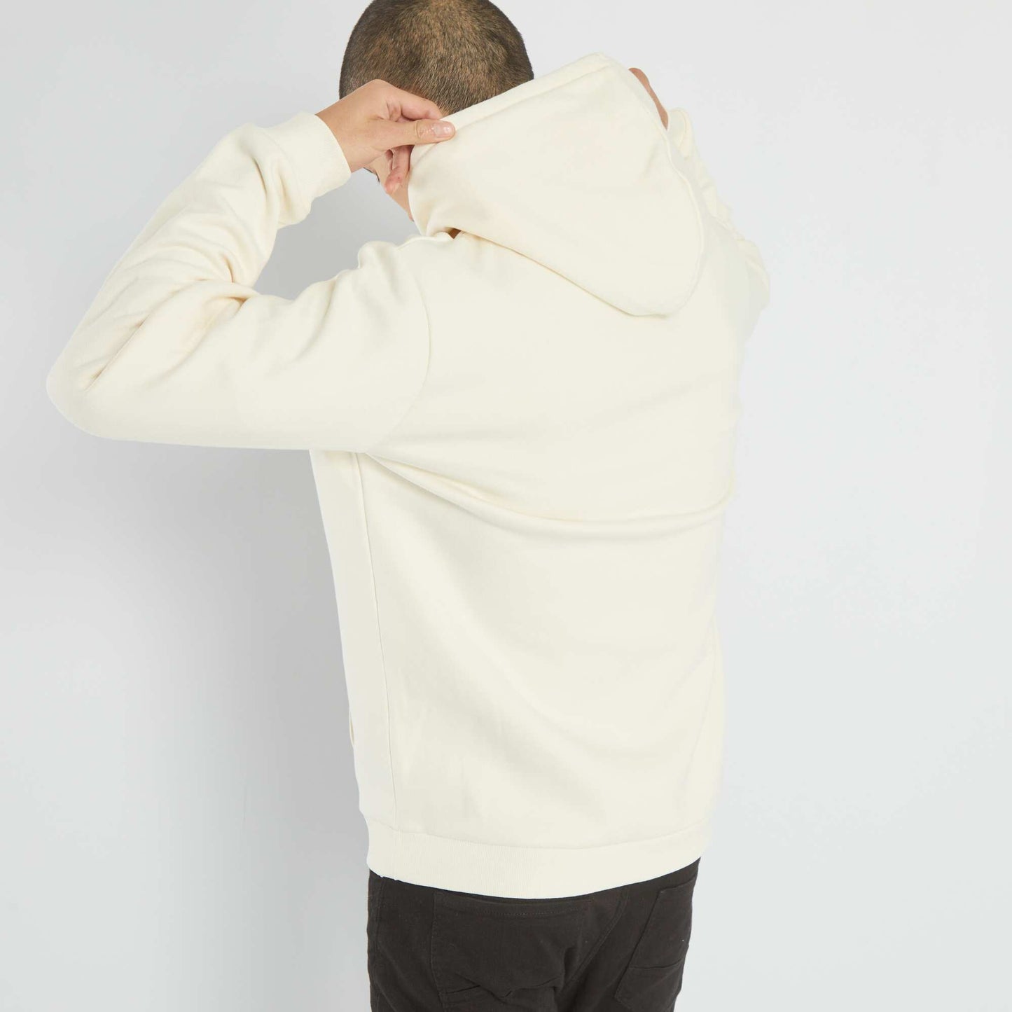 Sweat capuche avec poche kangourou blanc vanille