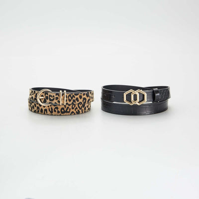 Lot de 2 ceintures fines Noir/marron