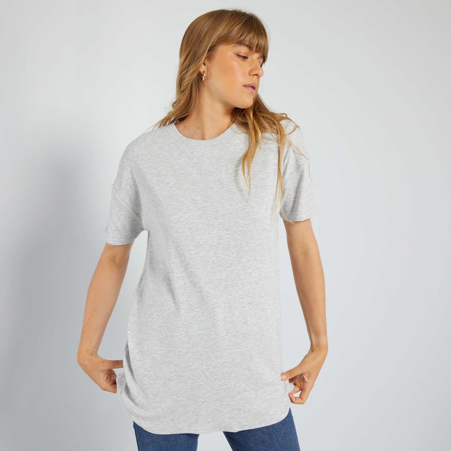 T-shirt long c tel Gris