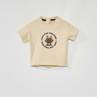 T-shirt en jersey manches courtes Beige