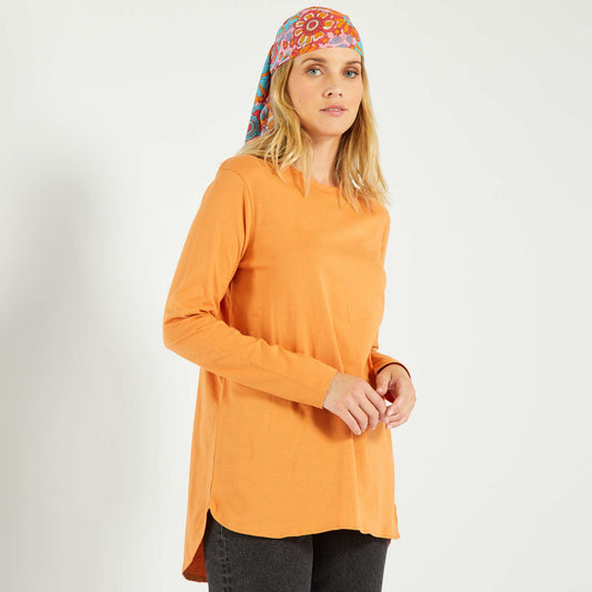 T-shirt long en jersey uni Orange