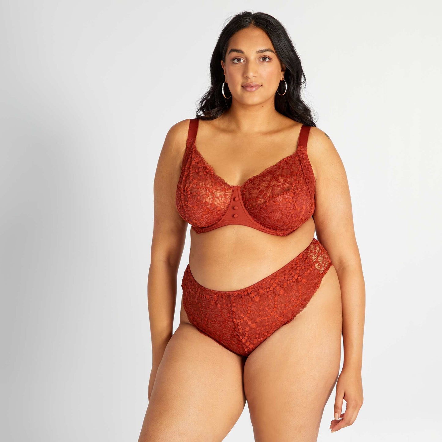 Soutien-gorge corbeille en dentelle Rouge corail